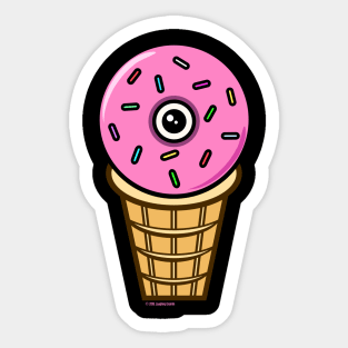 Ice Cream Donut Eyeball - Strawberry Sticker